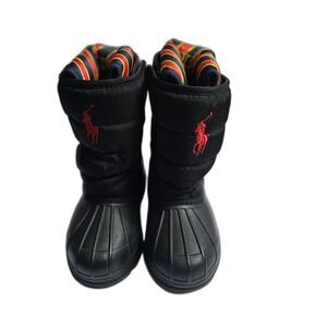 Polo Ralph Lauren Kids Black Insulated Winter Snow Boots Size 9C